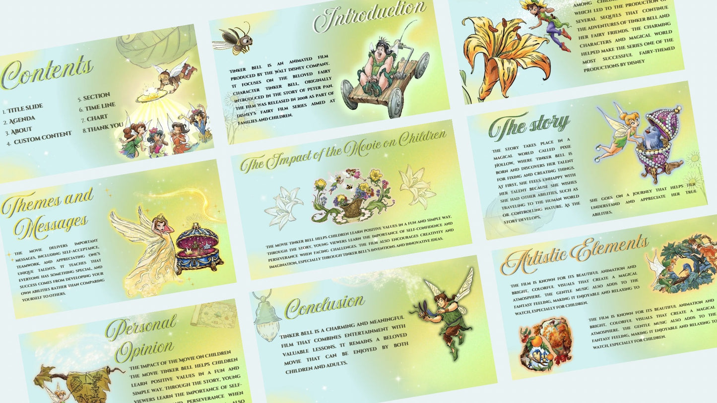Tinker Bell & Friends Canva Presentation Template inspiration