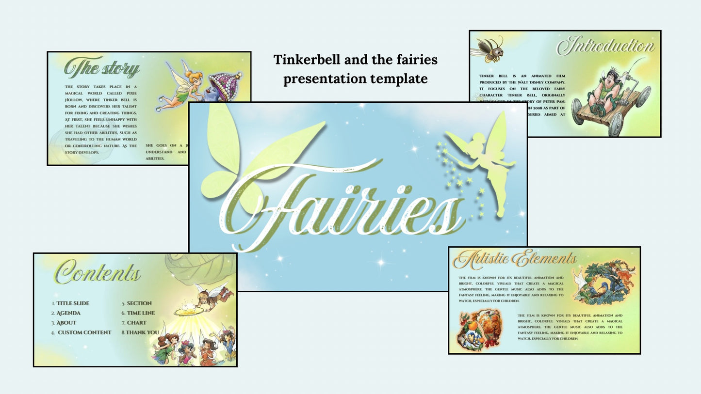 Tinker Bell & Friends Canva Presentation Template inspiration