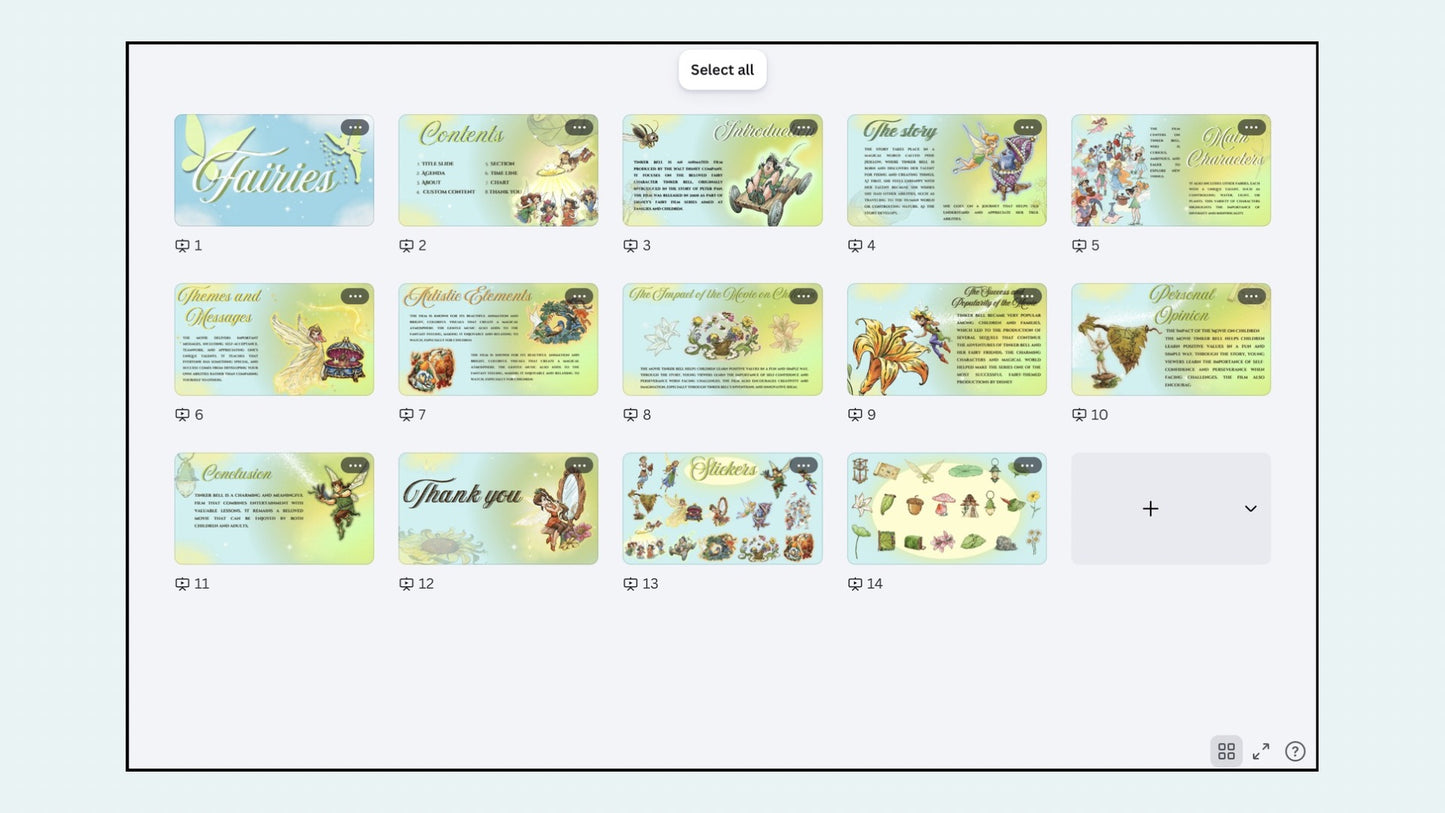 Tinker Bell & Friends Canva Presentation Template inspiration