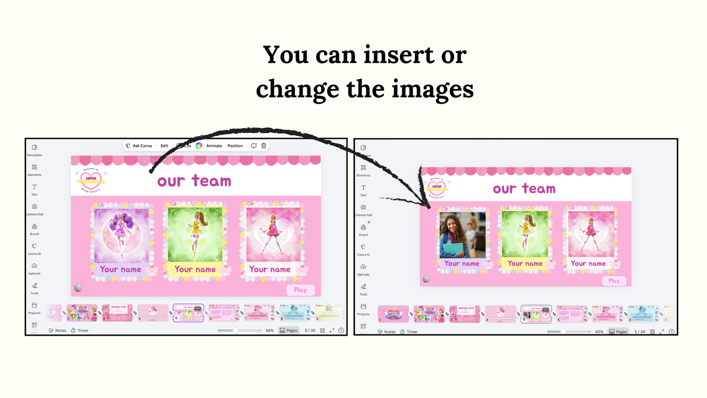 Cute Magical Princess canva Presentation Template – Inspired by Kawaii Fantasy Characters
