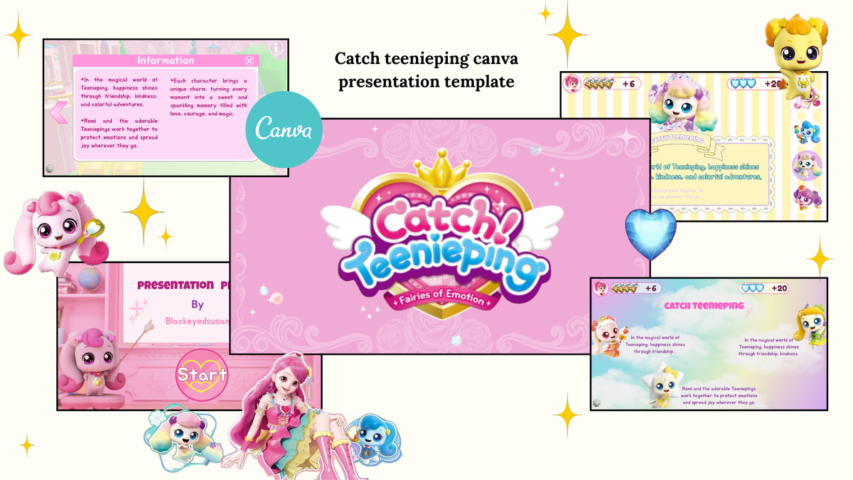 Cute Magical Princess canva Presentation Template – Inspired by Kawaii Fantasy Characters